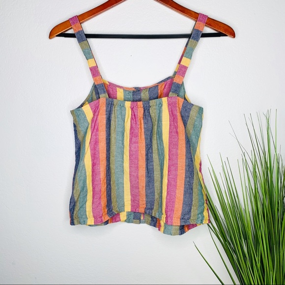 Madewell Rainbow Striped Button Front Tank Top - Picture 6 of 6